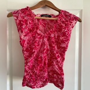 Vintage rampage hot pink sheer rose top